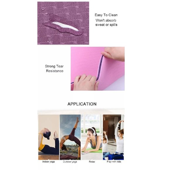 Premium TPE Yoga Mat 72" x 24" 6mm Thick Non Slip Durable Eco Friendly mat - Picture 7 of 8